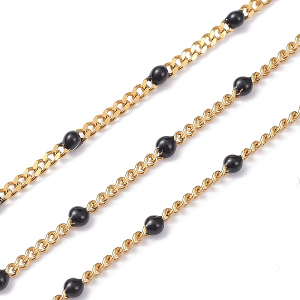 

PandaHall Ion Plating(IP) 304 Stainless Steel Enamel Curb Chains, with Spool, Soldered, Faceted, Black, 2.5x2x0.8mm, 32.80Feet/roll...