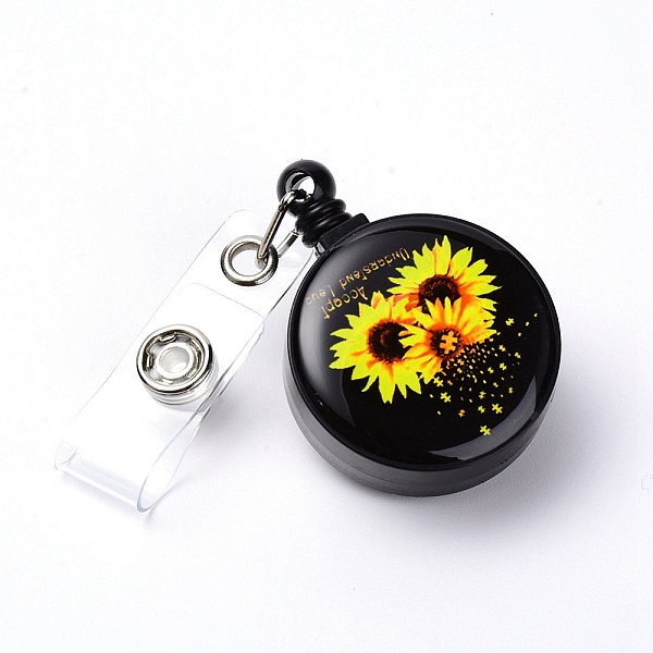 

PandaHall ABS Plastic Retractable Badge Reel, Card Holders, with Platinum Snap Buttons, ID Badge Holder Retractable for Nurses, Flat Round..., Yellow