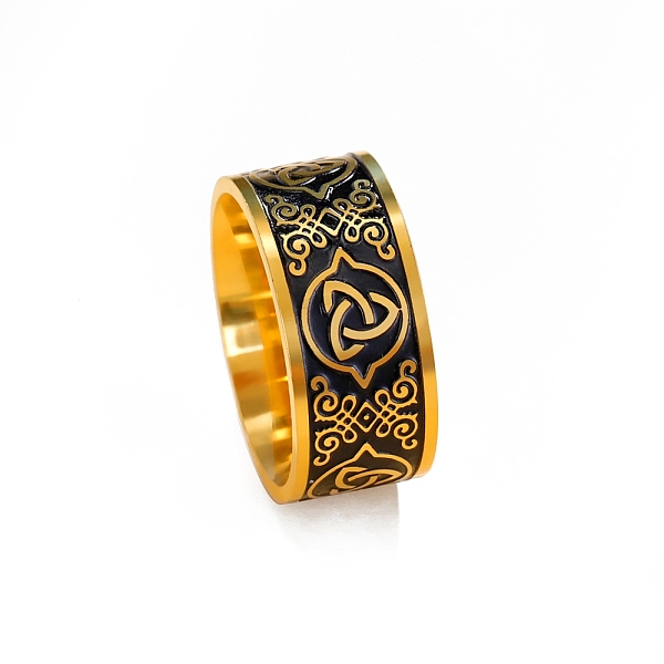 

PandaHall Stainless Steel Enamel Triquetra/Trinity Knot Finger Rings, Claddagh Ring, Golden, Inner Diameter: 20mm Stainless Steel Triangle
