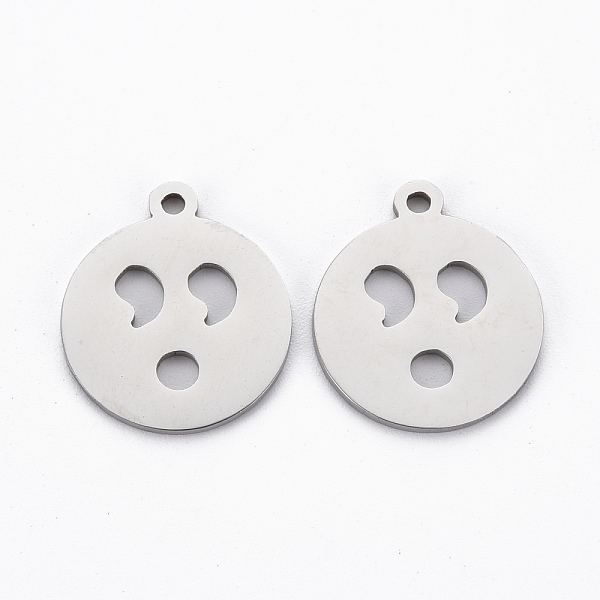 

PandaHall 201 Stainless Steel Pendants, Cut, Flat Round with Expression, Stainless Steel Color, 17.5x15x1mm, Hole: 1.5mm 201 Stainless Steel...