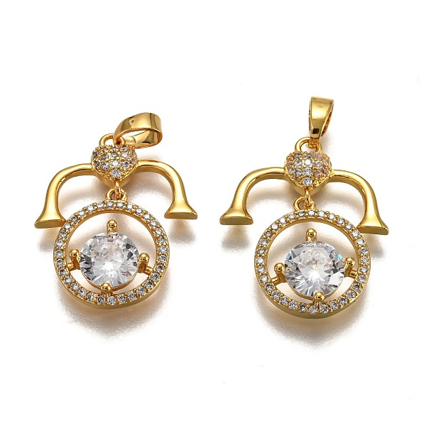 

PandaHall Brass Clear Cubic Zirconia Constellation Charms, Long-Lasting Plated, with Jump Ring, Real 18K Gold Plated, Libra, 20x18x4mm, Hole...