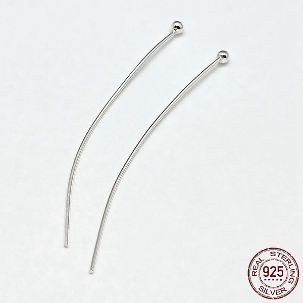 

PandaHall 925 Sterling Silver Ball Head Pins, Silver, 45x0.6mm(22 Gauge), Ball: 1.8mm, about 115pcs/20g Sterling Silver
