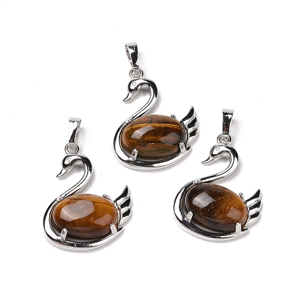 

PandaHall Natural Tiger Eye Pendants, with Platinum Tone Brass Findings, Cadmium Free & Lead Free, Swan, 32x25x7.3mm, Hole: 8mm Tiger Eye...