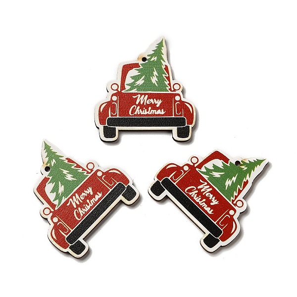 

PandaHall Single Face Printed Wood Pendants, Christmas Charms, Car, 50x45x2.6mm, Hole: 2mm Wood Car