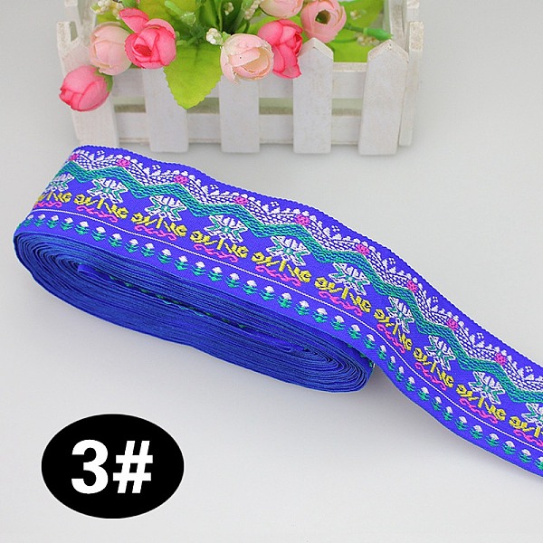 

PandaHall Ethnic Style Embroidery Polyester Ribbons, Jacquard Ribbon, Garment Accessories, Wave Pattern, Mauve, 1-3/4 inch(45mm), about..., Purple