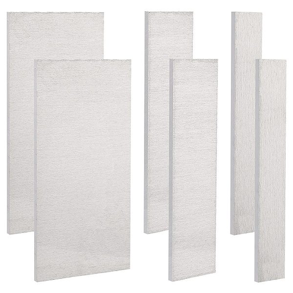 

PandaHall BENECREAT 6Pcs 3 Style Blank Aluminum Sheet, Rectangle, Silver, 10.1x1.5~5x0.3cm, 2pcs/style Aluminum