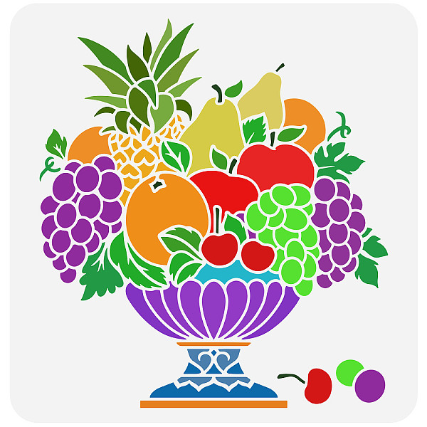 

PandaHall PET Hollow Out Drawing Painting Stencils, for DIY Scrapbook, Photo Album, Fruit Pattern, 30x30cm Plastic Fruit