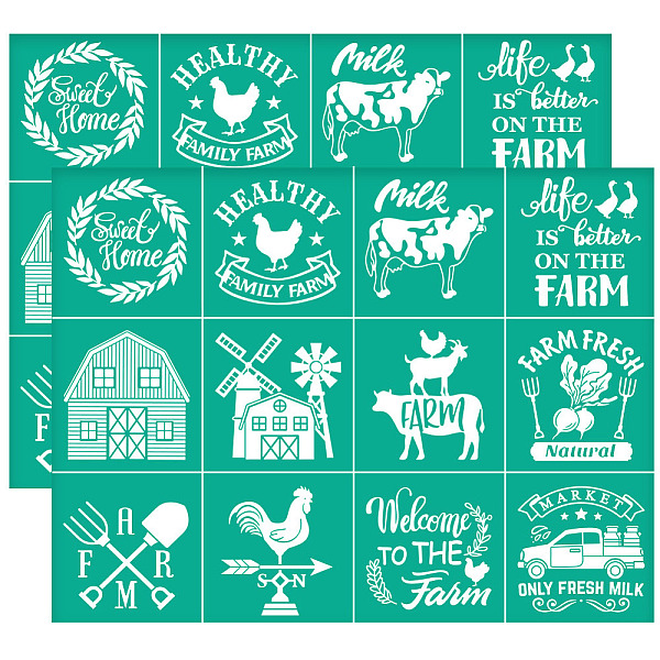 

PandaHall OLYCRAFT 2Pcs 11x8.6 Inch Farm Theme Self-Adhesive Silk Screen Printing Stencil Sweet Home Silk Screen Stencil Farm Animal..., Green