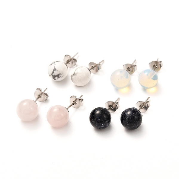 

PandaHall Natural & Synthetic Gemstone Bead Stud Earrings for Women or Men, with Brass Post Earring Findings, 20.5x8~8.5mm, Pin: 0.8mm Mixed...