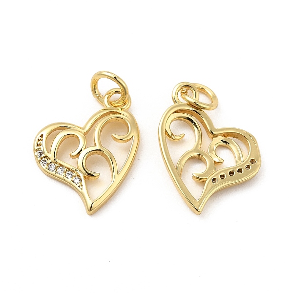 

PandaHall Brass Micro Pave Clear Cubic Zirconia Charms, with Jump Ring, Hollow Asymetrical Heart Charm, Real 18K Gold Plated, 15x13x2.5mm...