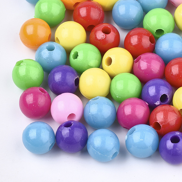 

PandaHall Plastic Beads, Round, Mixed Color, 8x7mm, Hole: 2.5mm, about 2000pcs/500g Plastic Round Multicolor