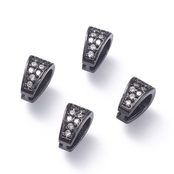 

PandaHall Brass Micro Pave Cubic Zirconia Snap on Bails, Gunmetal, 8.5x5x7mm, Hole: 4x6mm, Pin: 1.1mm Brass