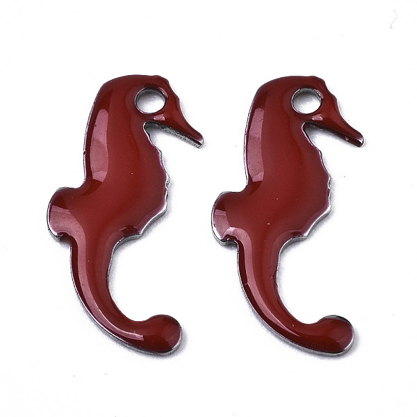 

PandaHall 201 Stainless Steel Enamel Charms, Sea Horse, Stainless Steel Color, Brown, 15x7x1mm, Hole: 1.2mm Stainless Steel+Enamel Sea Horse...