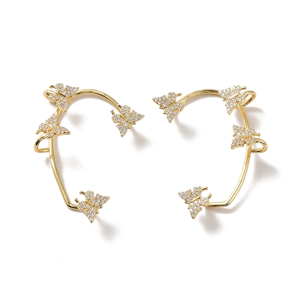 

PandaHall Clear Cubic Zirconia Butterfly Cuff Earrings, Long-Lasting Plated Brass Climber Wrap Around Earrings for Non Piercing, Cadmium...