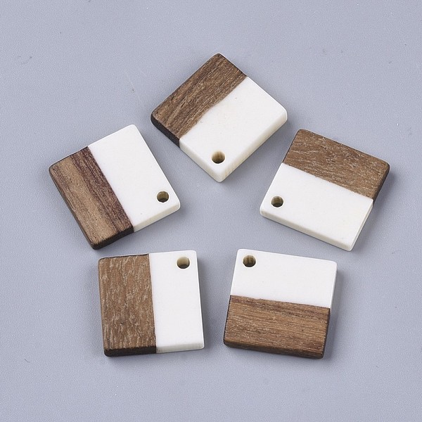 

PandaHall Resin & Walnut Wood Pendants, Rhombus, White, 24x24x3~4mm, Hole: 2mm Resin+Wood Rhombus White