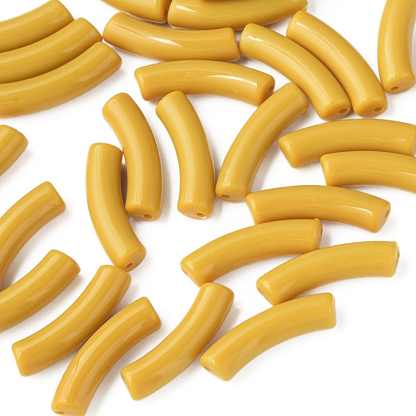 

PandaHall Opaque Acrylic Beads, Curved Tube, Dark Goldenrod, 32x10x8mm, Hole: 1.8mm Acrylic Tube