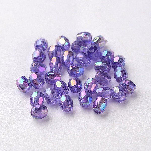 

PandaHall AB Color Plated Eco-Friendly Transparent Acrylic Barrel Beads, Faceted, Mauve, 4x4mm, Hole: 1mm, about 13333pcs/500g Acrylic..., Purple