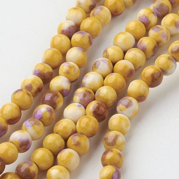 

PandaHall Natural White Jade Bead Strands, Round, Dyed, Pale Goldenrod, 4mm, Hole: 1mm, about 104pcs/strand, 15.7 inch(400mm) White Jade..., Yellow
