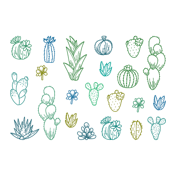 

PandaHall PVC Wall Stickers, Wall Decoration, Cactus, 800x390mm, 2pcs/set PVC Cactus