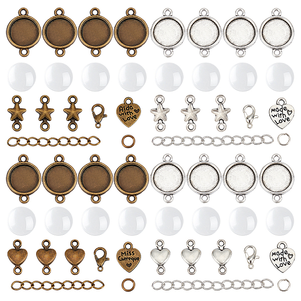 

PandaHall DIY Jewelry Making Finding Kits, Including Glass Cabochons, Alloy End Chain & Cabochon Settings & Charms & Link Connectors &...