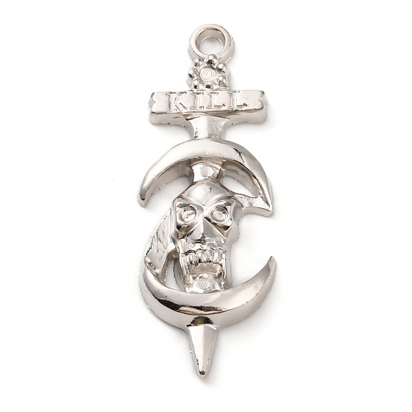 

PandaHall CCB Plastic Big Pendants, Swords with Skull Charm, Platinum, 59x21x6.5mm, Hole: 3.2mm Plastic Others