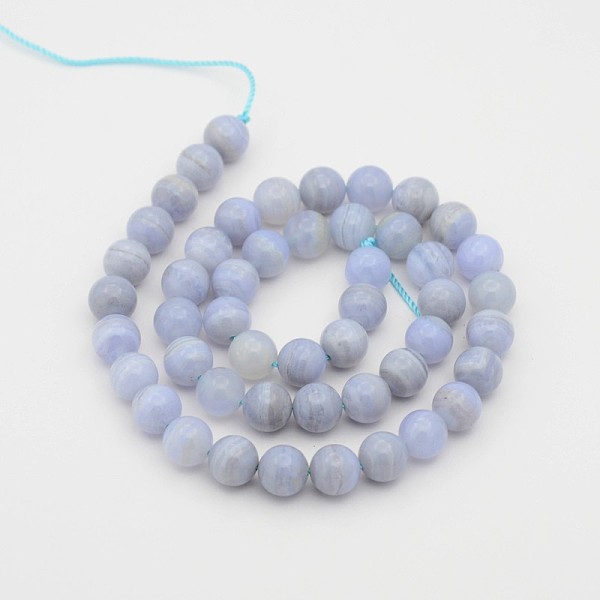 Naturel Dentelle Agate Bleue Chapelets De Perles Rondes