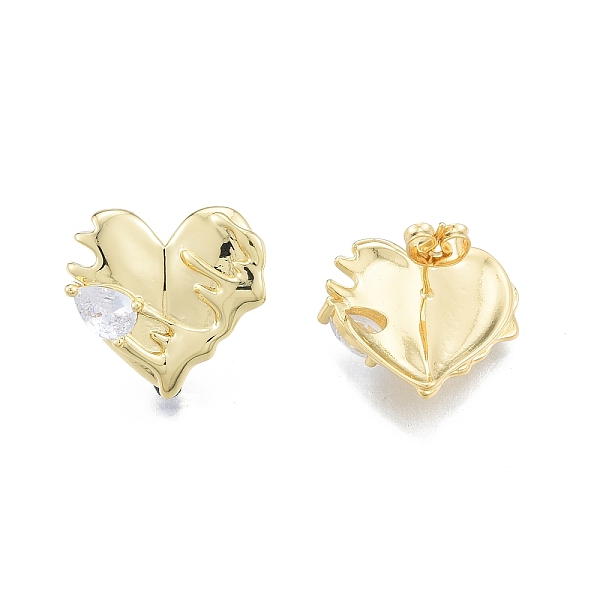 

PandaHall Clear Cubic Zirconia Heart Stud Earrings, Brass Jewelry for Women, Real 18K Gold Plated, 19.5x20mm, Pin: 0.9mm Cubic Zirconia...