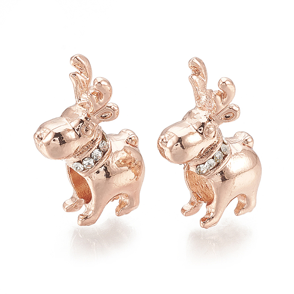 

PandaHall Alloy European Beads, Large Hole Beads, with Rhinestone, Deer, Crystal, Rose Gold, 19.5x13x8mm, Hole: 5mm Alloy+Rhinestone Deer..., Clear