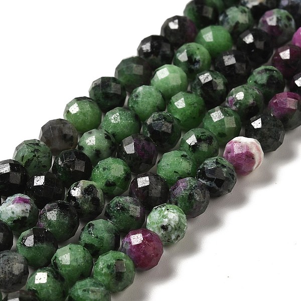 

PandaHall Natural Ruby in Zoisite Beads Strands, Faceted, Round, 6mm, Hole: 0.9mm, about 65pcs/strand, 15.16''(38.5cm) Ruby in Zoisite Round