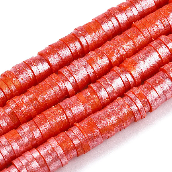 

PandaHall Handmade Polymer Clay Beads Strands, Pearlized, Disc/Flat Round, Heishi Beads, Orange Red, 6mm, Hole: 1.5mm, 15.75''(40cm) Polymer...