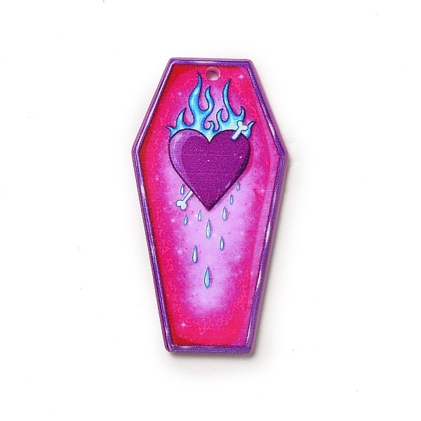 

PandaHall Halloween Printed Acrylic Pendants, Coffin, 46x24x2.5mm, Hole: 1.8mm Acrylic Others Pink