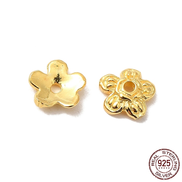 

PandaHall 925 Sterling Silver Bead Caps, 5-Petal, Flower, Golden, 6x6x1.8mm, Hole: 0.9mm, about 59pcs/10g Sterling Silver