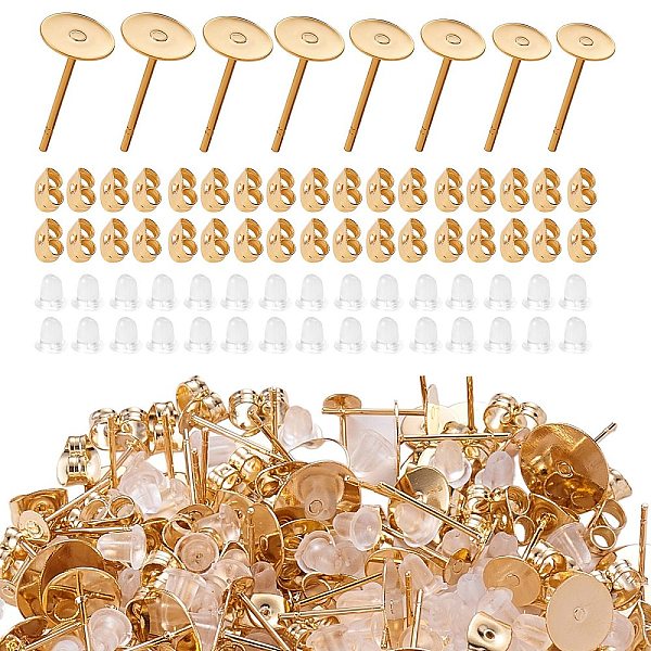 

PandaHall 80Pcs 4 Style 202 Stainless Steel Stud Earring Findings with 304 Stainless Steel Pins, with 80Pcs 304 Stainless Steel & 80Pcs...