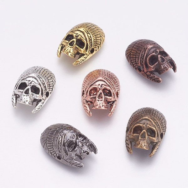 

PandaHall Tibetan Style Alloy Beads, Skull, Mixed Color, 19x12.5x8mm, Hole: 1.5mm Alloy Skull Multicolor