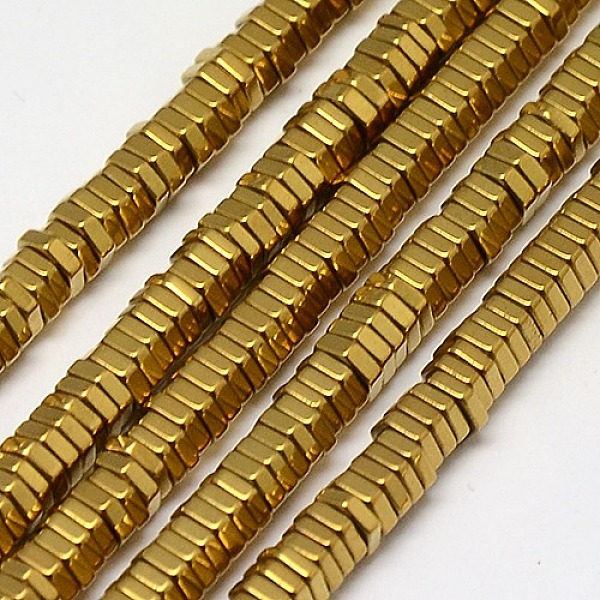 

PandaHall Electroplate Non-magnetic Synthetic Hematite Beads Strands, Hexagon, Grade A, Golden Plated, 4x1mm, Hole: 1mm, about 400pcs/strand...