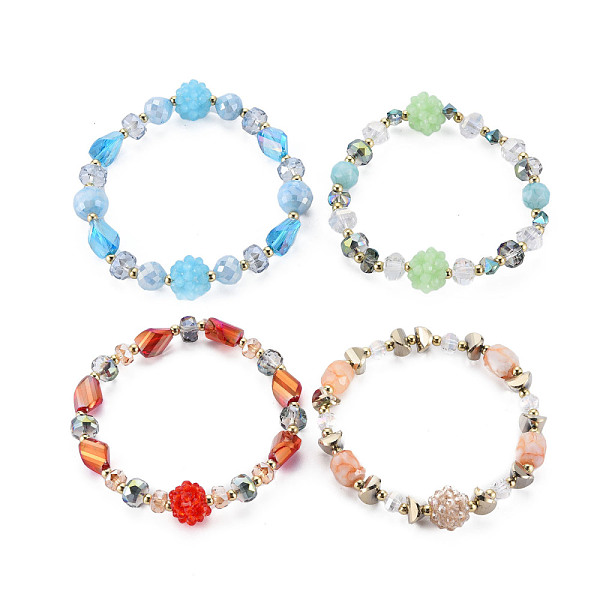 

PandaHall Faceted Glass Beads Stretch Bracelets, Womens Fashion Flower Shape Bracelets, Mixed Color, Inner Diameter: 1-7/8 inch(4.9cm) Glass..., Multicolor