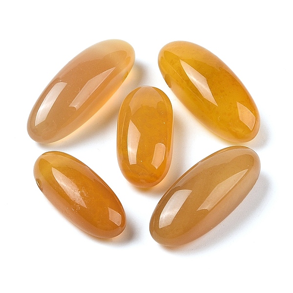 

PandaHall Natural Agate(Dyed & Heated) Beads, Oval, Top Drilled, Goldenrod, 24.5~42x10.5~14.5x8.5~13.5mm, Hole: 2mm Natural Agate Oval Gold