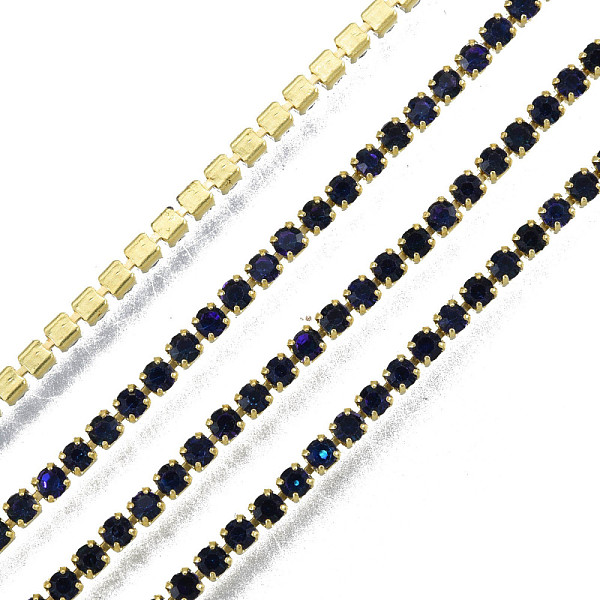 

PandaHall Brass Rhinestone Strass Chains, AB Color Rhinestone Cup Chain, Raw(Unplated), Sapphire, 2x1.5mm, about 18.70 Feet(5.7m)/Strand..., Blue