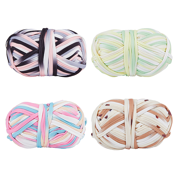 

PandaHall DICOSMETIC 4 Bundles 4 Colors Gradient Color Polyester Cord, Cloth Cord, DIY Accessories, Mixed Color, 6~9x1mm, 30m/bundle, 1..., Multicolor