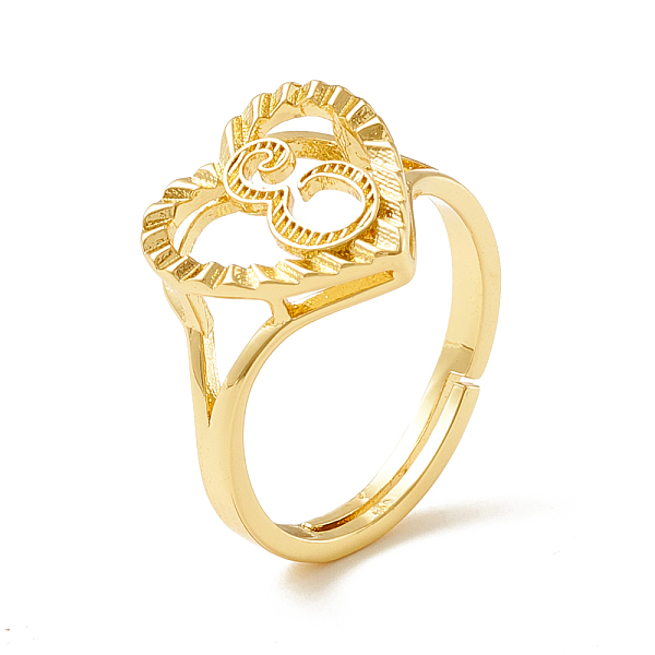 

PandaHall Real 18K Gold Plated Brass Alphabet Adjustable Rings, Heart with Initial Promise Ring for Women, Cadmium Free & Lead Free...