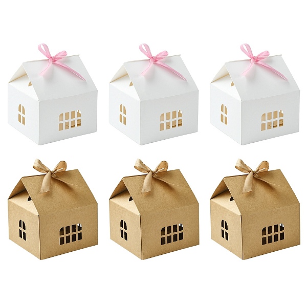 20 juego de caja de regalo para guardar joyas de papel con forma de casa de 2 colores