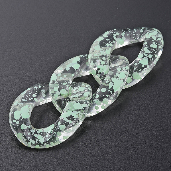 

PandaHall Transparent Acrylic Linking Rings, Quick Link Connectors, for Curb Chains Making, Twist Oval, Aquamarine, 39x29x7.5mm, Inner..., Green