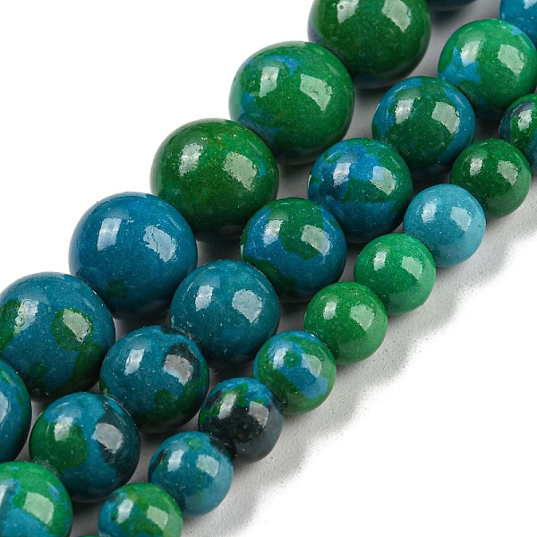 

PandaHall Synthetic Chrysocolla Beads Strands, Dyed, Round, 4mm, Hole: 0.8mm,14.96'(38 cm), about: 94 pcs/Strand Chrysocolla Round