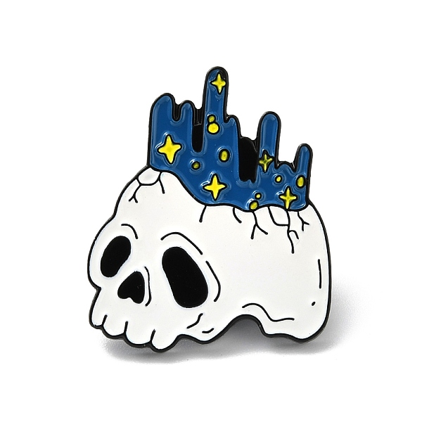 

PandaHall Skull with Crown Enamel Pins, Halloween Alloy Badges for Backpack Clothes, Electrophoresis Black, White, 28.5x24x1.8mm...