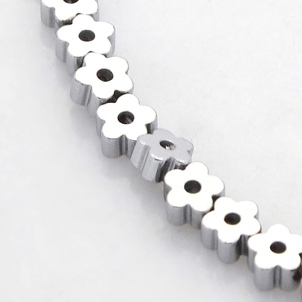 

PandaHall Electroplate Non-magnetic Synthetic Hematite Beads Strands, Flower/Plum Blossom, Platinum Plated, 4x4x2mm, Hole: 1mm, about...