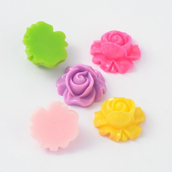 

PandaHall Mixed Resin Flower Cabochons, 16x15x9mm Resin Flower Multicolor