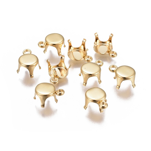 

PandaHall 304 Stainless Steel Rhinestone Claw Charms Settings, Golden, 9.5x8x5.2mm, Hole: 1.6mm 304 Stainless Steel Crown