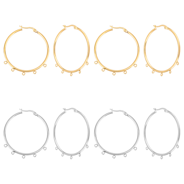 

PandaHall UNICRAFTALE 8 Pcs 2 Colors 304 Stainless Steel Huggie Hoop Earrings Findings 12 Gauge Large Hoop Earrings DIY Hypoallergenic...
