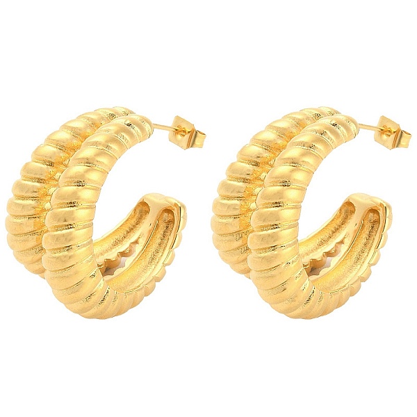 

PandaHall Vacuum Plating 304 Stainless Steel Stud Earrings, Split Earrings, Half Hoop Earrings, Golden, 25x16mm 304 Stainless Steel
