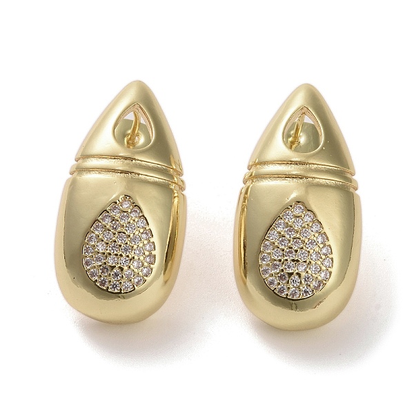 

PandaHall Brass Micro Pave Cubic Zirconia Stud Earrings, Teardrop, Real 16K Gold Plated, 25.5x13mm Cubic Zirconia Teardrop Clear